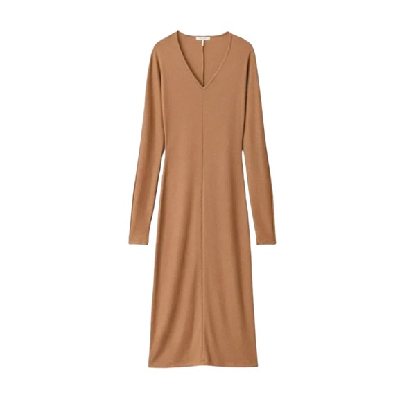 Rag & Bone The Knit Long Sleeve Rib Bias Dress in Camel Size S NWT - Picture 4 of 12